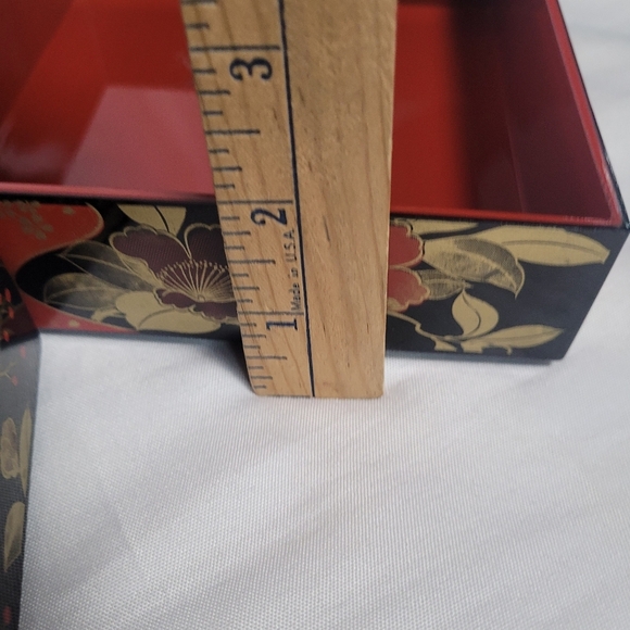 Vintage Japanese Black Laquerware 3 Tier Bento Trinket Box - Picture 9 of 11